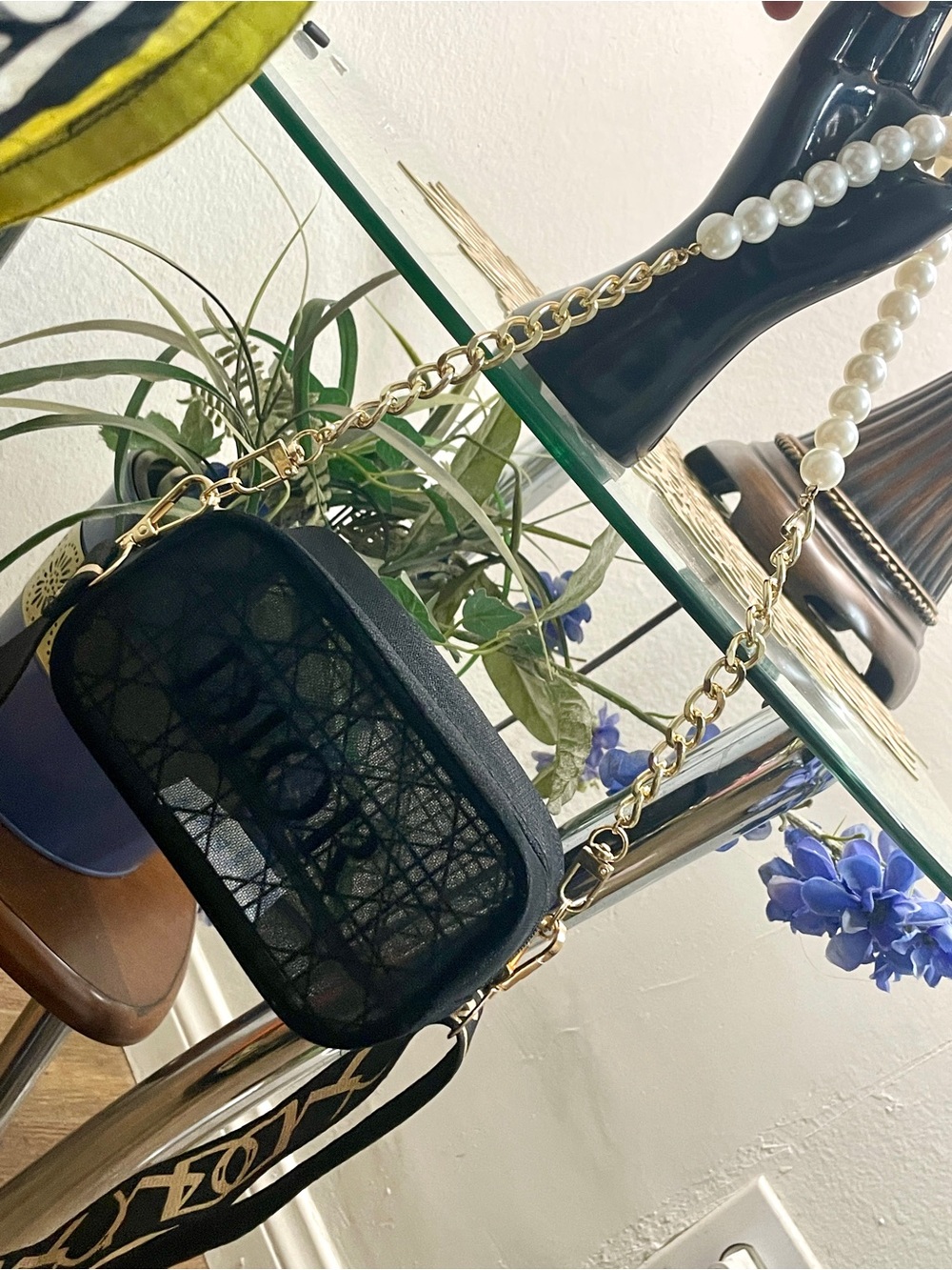 Dior Black Crossbody Bag with Pearl & Gold Chain - Picture 8 of 15
